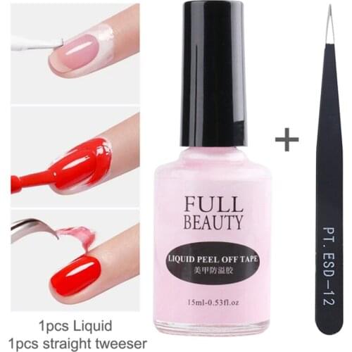 15ml Nail Polish Liquid Peel Off Tape Protect Glue Varnish Anti-spill Latex Fast Dry Skin Care Nail Art Tweezer Protector
