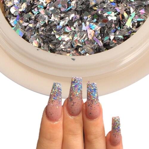 1Box Manicure Fragments Flakies Sequins Nail Power Laser Silver Reflective Nail Glitter Dust Fine Shiny DIY Nail Art Decoration