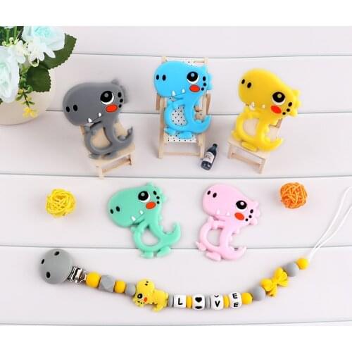 Kovict 1pcs Baby Silicone Teether Cartoon Dinosaur Food Grade Silicone Rodent Teething Toy For Teeth Tiny Rod Baby Teether Gift