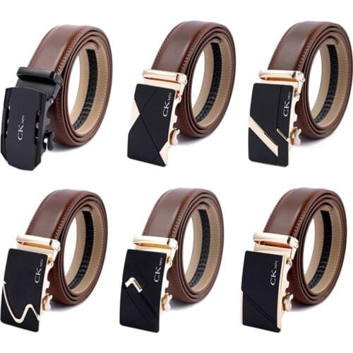 100% 21 style Top Quality Automatic Buckle Cow Man Belts Genuine Leather Belt Luxury Leather Belts