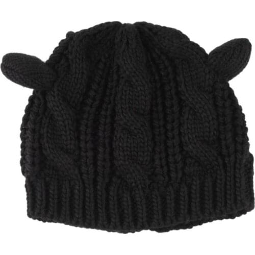 100pcs women knitted cat ear Beanies/Winter knitted Cap