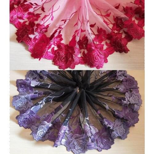 2 Yards Lace Trim Flowers Floral Embroidered Tulle Lace 7" Wide Doll Dress Underwear Costume DIY Craft Supplies