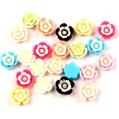 50Pcs Mixed Resin Flower Decoration Crafts Beads Flatback Cabochon Scrapbook For Clothes DIY Embellishments Accessories