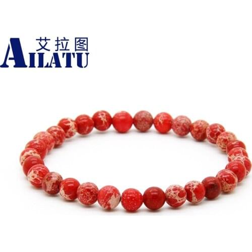 Ailatu Mix Colors 6mm Good Quality Blue, Red, Black, Sea Sediment Stones Energy Couples Bracelets Lover Gift