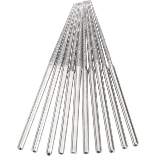 10Pcs Grit 20 Mini Drill Diamond Grinding Head 3mm Shank Bur Bit Set Grinding Tool For Dremel Rotary Tool Trigonometric Tip