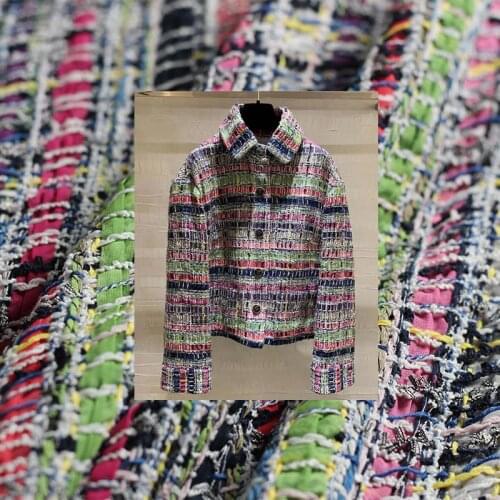 White waxberry Italy Green Pruple Tweed Fabric Garment Material Women Jacket Dress Coat Sewing Cloth Tailor Freeshipping