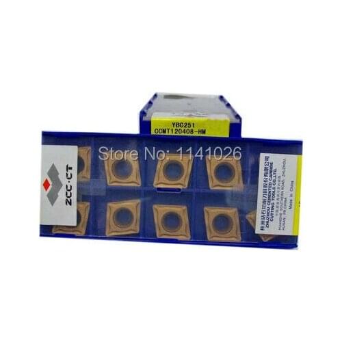 Free shopping! 10 inserts/box CCMT120408-HM YBC251 Lathe Cutting Tools CNC blade alloy carbide cutting tool Turning Inserts
