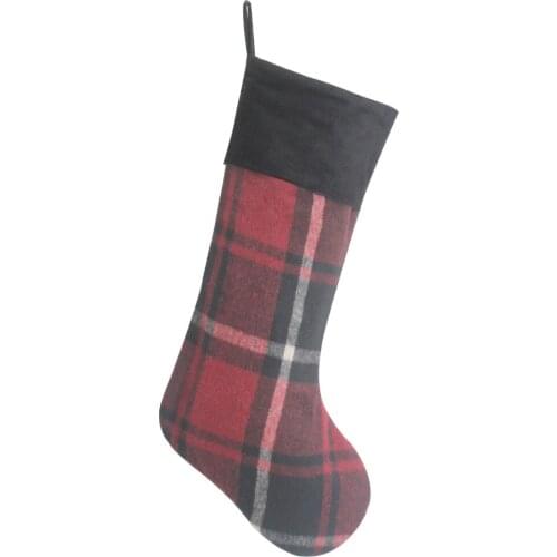 Free Shipping Check with Micro Suede Cuff Christmas Stocking Fashionable Socks