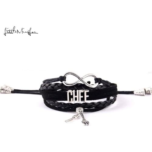 Little MingLou Infinity Love CHEF bracelet Knife fork charm adjustable Strap tassel bracelets & bangles for men women jewelry