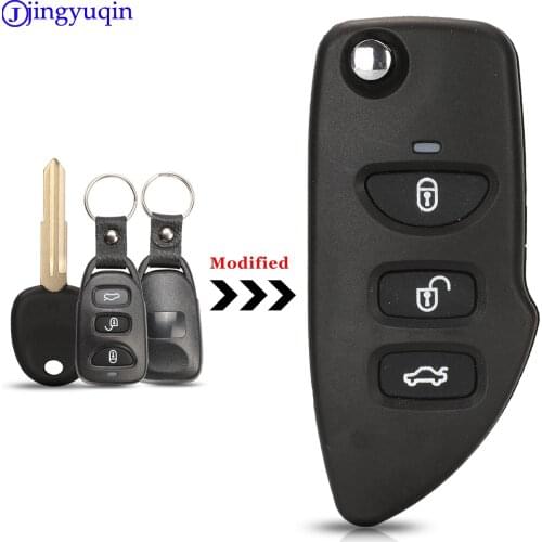 Jingyuqin 10pcs 3 Buttons Modified Remote Car Key Shell Case For FOR Hyundai Santa Fe Sonata Sonata KIA Magentis Optima Sorento
