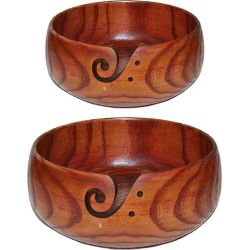 Eco-friendly Wood Yarn Storage Bowl Knitted Crochet Wool Sewing Supply Organizer