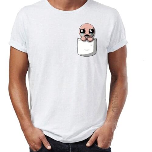 Mens T Shirt The Binding of Isaac Pocket Artwork Printing Tshirt For Male Graphic Tops & Tees O-Neck Camiseta