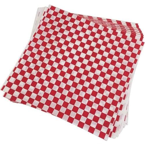 Hot 100 PCS checkered deli candy basket liner Food Wrap Papers, Fat Repellent, Sandwich Burger Packing, Red and White