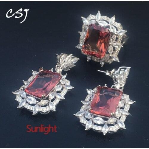 CSJ Luxury Sultanite Change Color Zultanite Jewelry Set 925 Sterling Silver Women Femm Lady Wedding Engagment Party