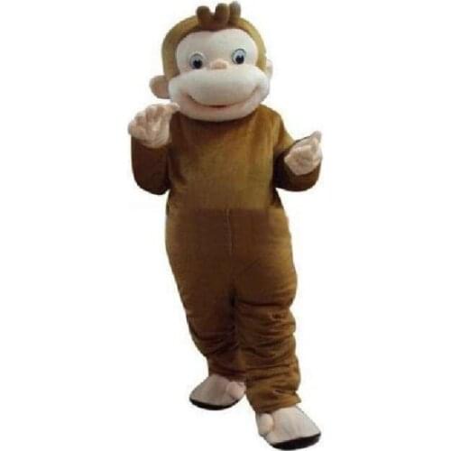 Curious George Monkey Cartoon Mascot Costumes Fancy Dress for Adult animal large brown Halloween carnival Party