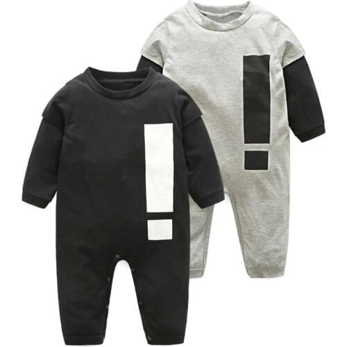 Fashion baby Spring autumn romper cotton new symbol Exclamation mark boys girls long sleeve jumpsuit bebe clothing