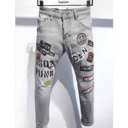 Men DSQ2 Jeans Pencil Pants Motorcycle Party Casual Trousers Street Clothing 2021 Denim Man 9638