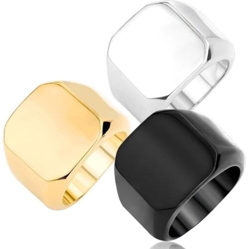 Mens Fashion High Polished Fashion Personality Simple Signet Solid Man Ring Biker Ring