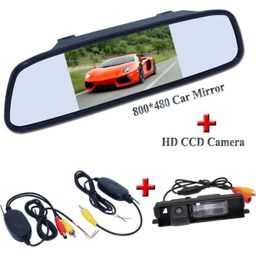 3 in 1 set include 5" car parking mirror +170 angle car rear camera +wireless receiving transmitter for Toyota RAV4 (2009~2012)