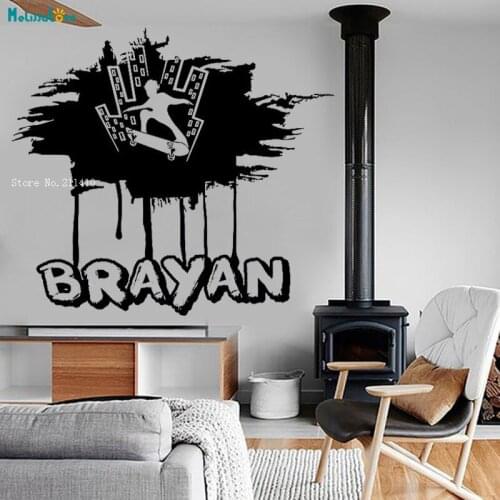 Skateboarder Wall Sticker Decals Skate Art Home Decor Kids Room Home Decor Waterproof Self-adhesive Art Murals YT2818