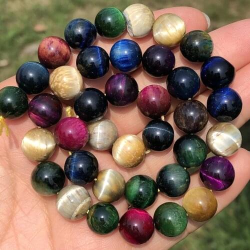 Natural Colorful Tiger Eye Stone Beads High Quality Round Loose Rondelle Beads for Jewelry Making Diy Bracelet Earrings Necklace