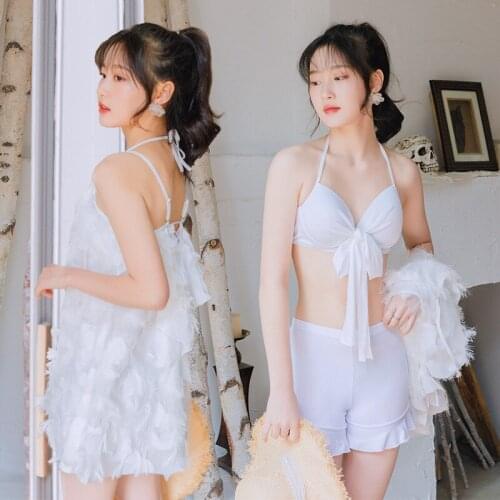 2021 New Push Up Swimsuit Female Swimwear Women Bathing Suit High Waist Bikini Set Sport Wear Swimming Suit Three Piece Suit