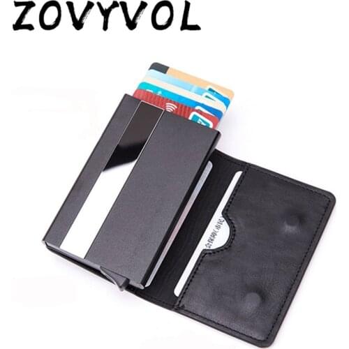 ZOVYVOL 2020 New Arrival Smart Wallet Anti-theft RFID Blocking Card Case Aluminum Box Card Holder Men And Women PU Leather