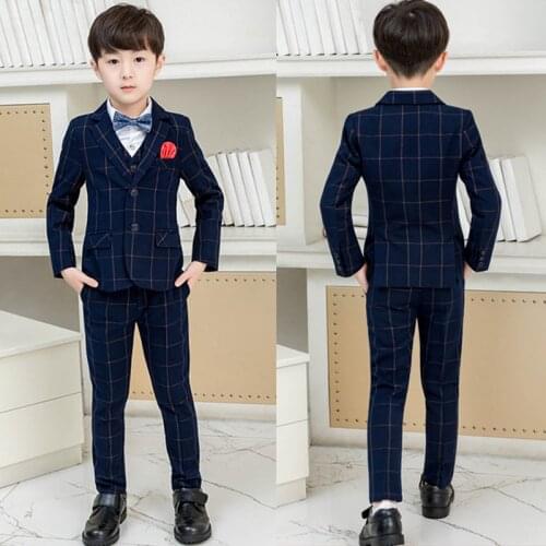 Flowers Boys Formal Suit Wedding campus student Dress Gentleman Kids Jacket Vest Pants Bowtie 4Pcs ceremony Costumes