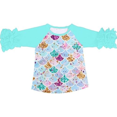 Kaiya Angel 2019 Wholesale Kids Three-quarter Solid Cotton Sleeve Clothes Floral Body Children Girls Top Toddler Boutique Shirt