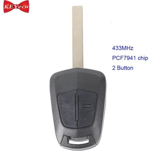 KEYECU for Vauxhall for Opel Corsa Agila Meriva Combo Replacement Remote Control Car Key Fob 2 Button 433MHz PCF7941