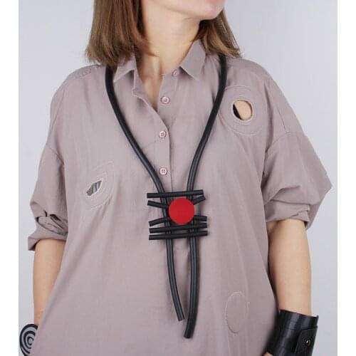 Retro Long Large Chains Necklace Womens Red Metal Pendant Costume Jewelry For Mother Handmade Rubber Vintage Necklace Grunge