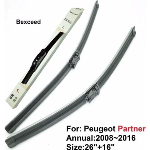 Special Wiper Blade for Peugeot Partner 26"+16" 2 Bexceed of Car Windshield Windscreen 2008 2009 2010 2011 2012 2016