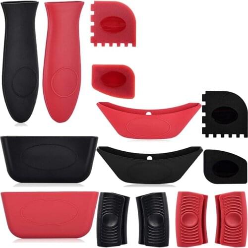 Silicone Hot Handle Holder,Heat Resistant Potholder Silicone Pot Handle Sleeve for Cast Iron Skillets Frying Pan Handles