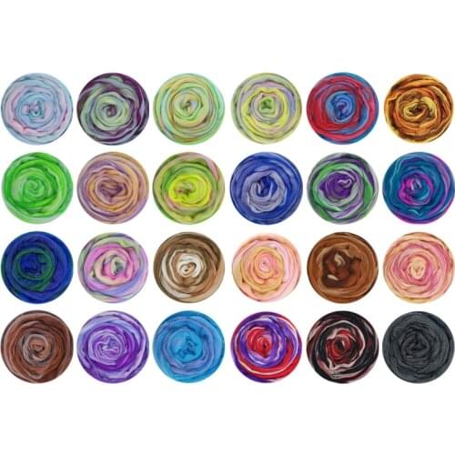 Blended Roving 50g, 24 Colors, Needle Felting Wool, Hand Dyed Wool Top, Merino Mixed Natural Wool Roving for Needle Felting Kits