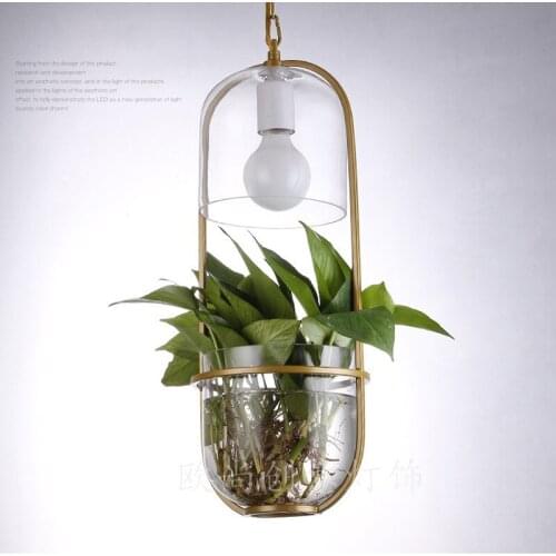 Modern Lustre DIY Glass Pendant Lamp Plant Decorative Pendant Light Cafe Restaurant Hanging Lamps Luminaires Lights Fixture PL49
