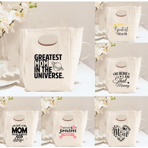 Greatest Mom In The Universe Printing Lunch Pouch Fashion Women Family Thermal Bags Canvas Reusable Organizer Foldable Handbag
