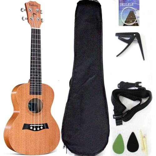 Ukulele Solid Top Mahogany With Ukulele Accessories With Gig Bag,Strap,Nylon String,Electric Tuner,Picks