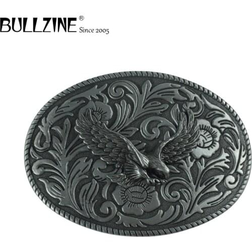 The Bullzine Eagle belt buckle with pewter finish FP-03285 suitable for 4cm width snap on belt