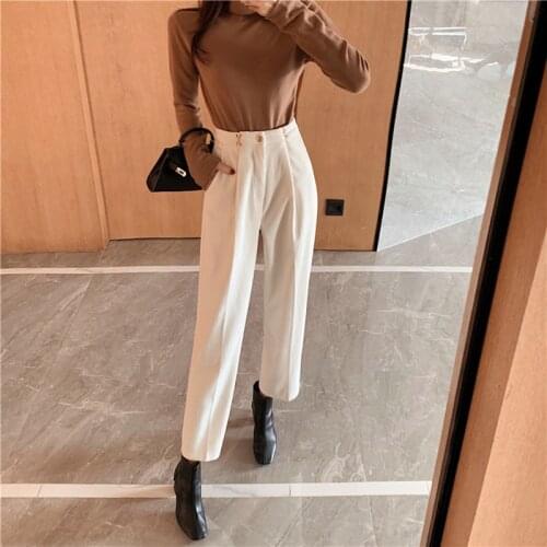 Spring New Womens Harem Pants Corduroy High Waist Pants Vintage Casual Slim Female Trousers