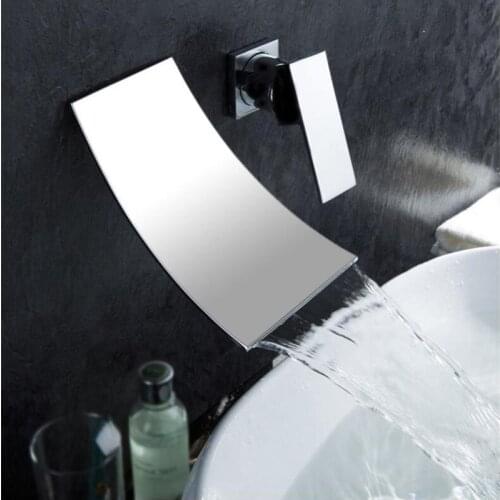 Vidric fashion chrome wall mounted hot and cold brass bathroom single lever waterfall faucet basin mixer tap