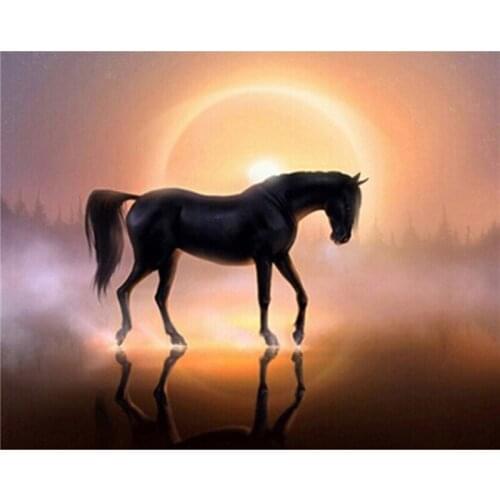 Sunset horse 3D Diy diamond painting picture of rhinestones crystal mosaic crafts - square full Diamond Embroidery A5304R