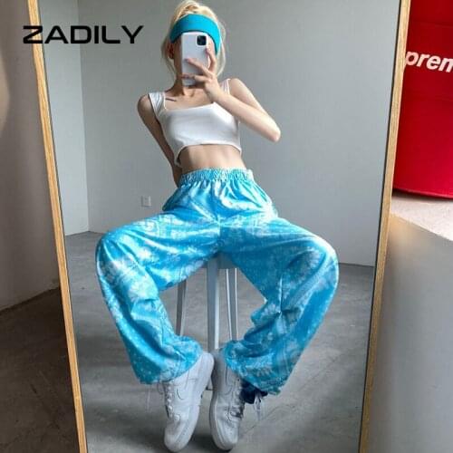 ZADILY Hip Hop High Waist Loose Print Sweatpants Street Style Tie feet Women Harem Pants 2021 Summer Oversize Female Trousers