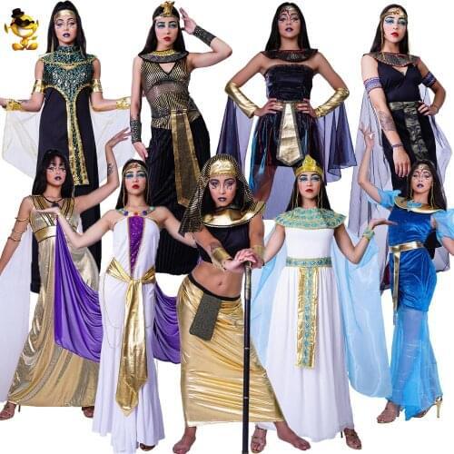 Women Ancient Greek Goddess Outfits Halloween Cosplay Egyptian Queen Costume Cleopatra for Adult Ladies Party Suit