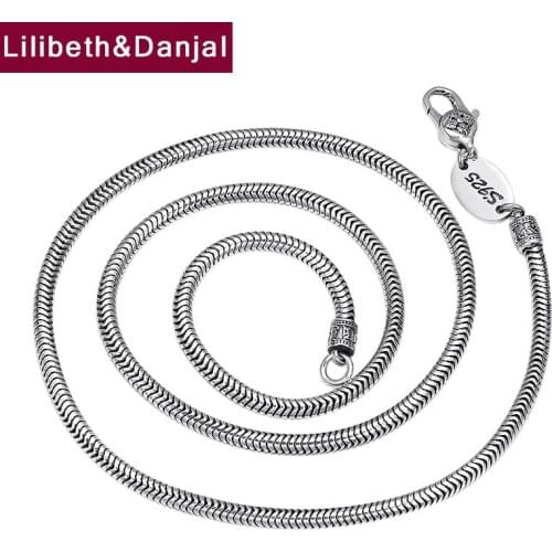 Snake Bone Chain Pure 925 Sterling Silver Vintage Vajra Mantra Letter Necklace Pendant Jewelry For Men Women 2020 New Arrival N6