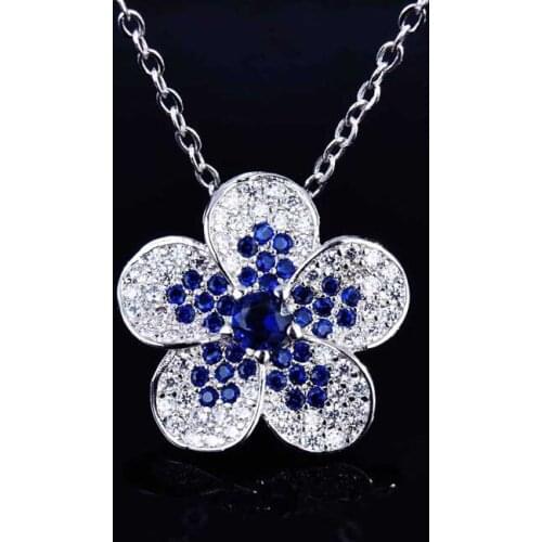 Fashion Flower Pendant Necklace Korean Style Charm Jewelry Inlay Small Zircon 925 Silver Choker For Women Party Birthday Gift