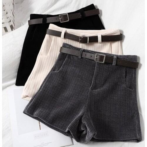 Winter Temperament Simple Solid Color Shorts Womens Korean Version Of Thin Versatile High Waisted Shorts