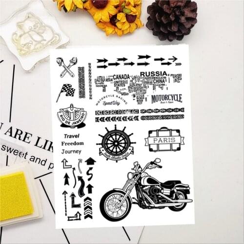 14x18CM Motorcycle Travel Transparent Seal Clear Stamps Silicone Seal Roller Stamps DIY Scrapbook Album / Card Production