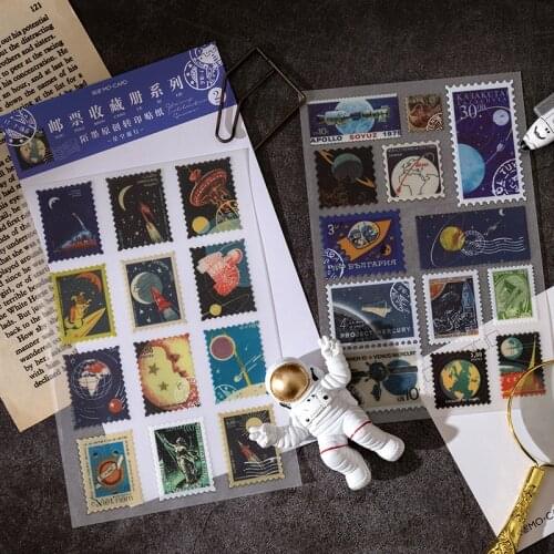 2pcs/Sst Transfer Sticker Stamp Collection Album Retro Plant Butterfly Space Tourism Mushroom Material Stickers