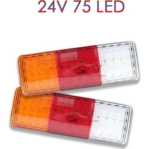 2x 24V Waterproof 75 LED Taillights Car Truck RV Van Bus Rear Tail Trailer Lights Signal Indicator Brake Stop Reverse Lamps