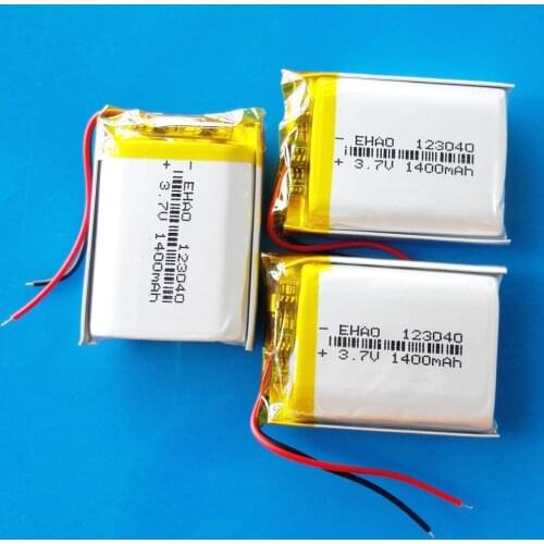 3 pcs 3.7V 1400mAh lipo polymer lithium rechargeable battery 123040 power for MP3 GPS PDA DVD bluetooth recorder e-book camera